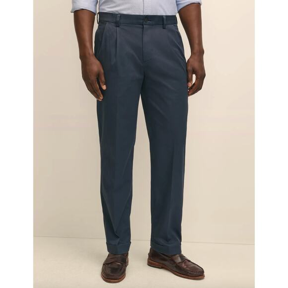 Brooks Brothers 346 Elliot Pleated Chino 36x30 Navy Blue Cotton Dress Pants - Picture 4 of 16